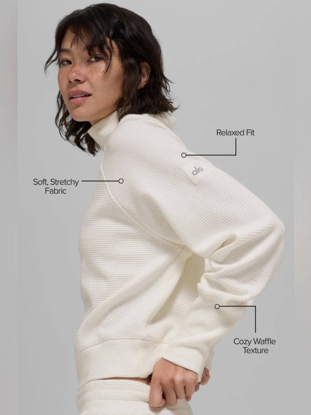 Alo Yoga Waffle Weekend Escape Mock Neck Long Sleeve